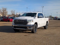 The 2026 Ram 1500 Longhorn Crew Cab in Ivory Tricoat Pearl combines rugged capability with refined l... (image 1)