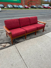 Vintage mid century modern teak sofa couch