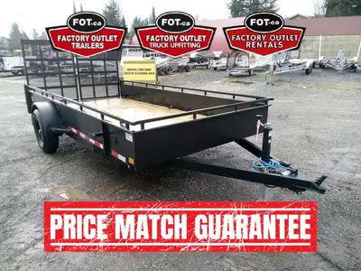 NEW 7x14ft Steel Side Utility Trailer from Canada Trailers - 4ft Split Ramps Gate w/ Spring Assist -...