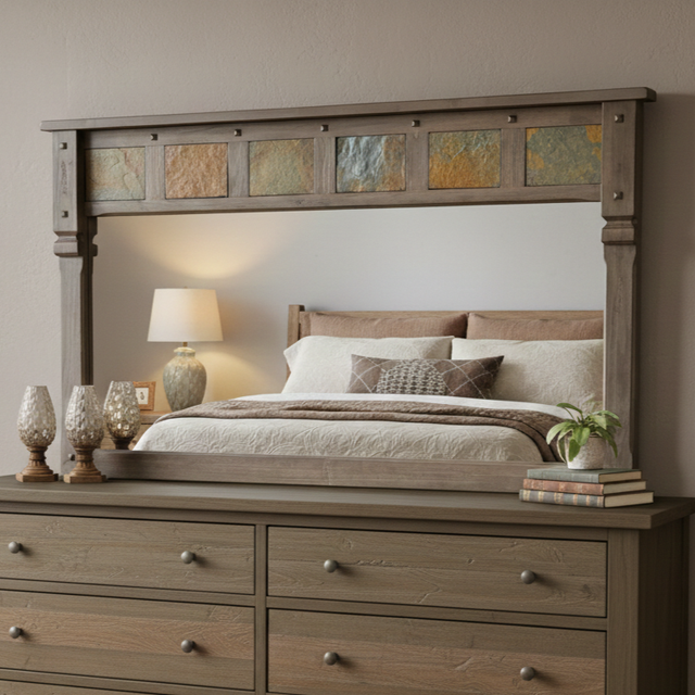BRAND NEW Rustic Wooden Mirror with Stone Accents - 5 feet wide in Home Décor & Accents in Edmonton - Image 2
