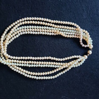 Pearl Necklace Faux vintage 17 inch 5 strands