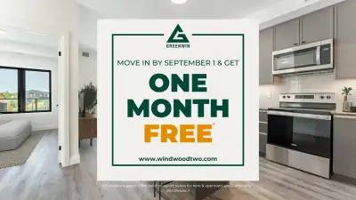 LIMITED TIME OFFER: Move in by September 1 & Get 1 Month Free Rent Windwood II by Losani Properties...