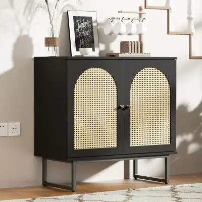 *BNIB!* Sideboard Buffet Cabinet with Rattan Doors... LOT# 41, View more