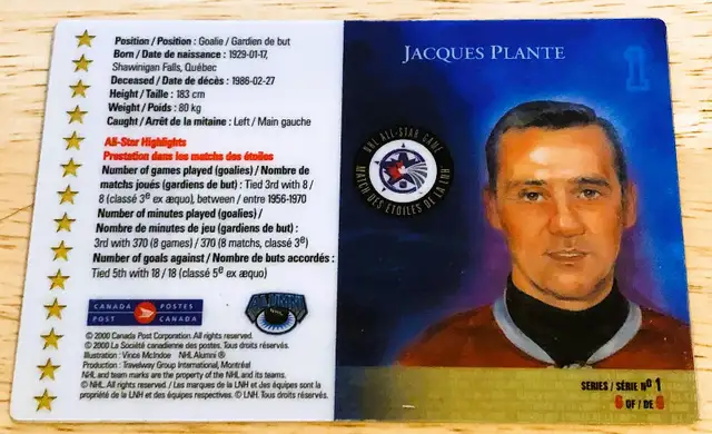 Jacques Plante 50th All-Star Stamp & Card in Arts & Collectibles in Calgary - Image 4