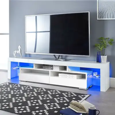NEW HIGH GLOSS LED TV STAND WHITE / BLACK S3036, View more