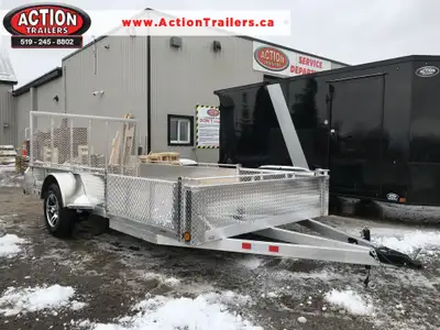 ACTION SERIES 80" X 14 ALUMINUM UTILITY TRAILER WITH SOLID ALUMINUM SIDES AND TOP TIE DOWN RAIL ( CO...
