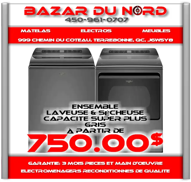 Used Washer/Dryer Set Grey Starting at 750.00$628632750905631226