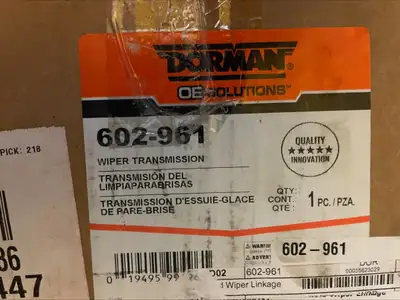 New in box Dorman wiper transmission for 2011-2008 Honda Civic Sedan. Part number 602-961. Does not...