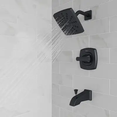 Pfister Penn Matte Black Shower Faucet Set with Square Rain Show, View more