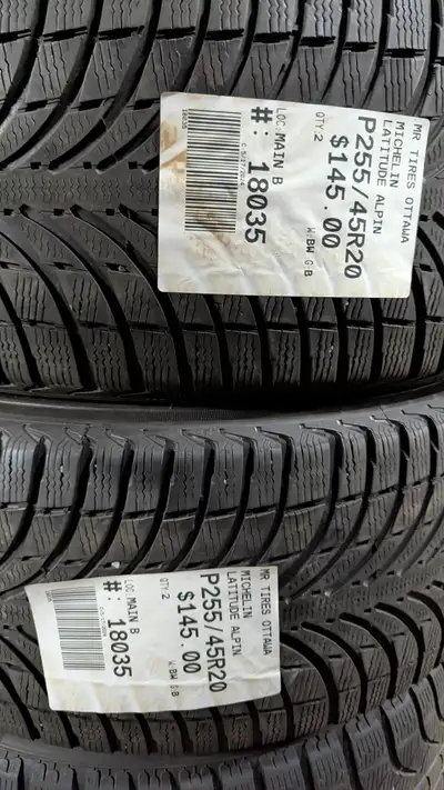 PAIR OF 2X P255/45R20 255/45/20 MICHELIN LATITUDE ALPIN TAG # 18035 ** Please read details below **...