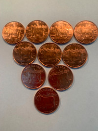 10 - 1 Oz Copper Bullion Cave Lion Design Red Coins 0.999 Fine