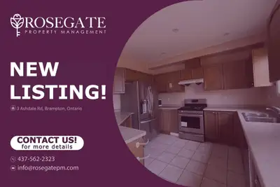 4-Bedroom Semi-Detached Home in Brampton | 1,700 Sq. Ft. + Private Garage Welcome to 3 Ashdale Rd in...