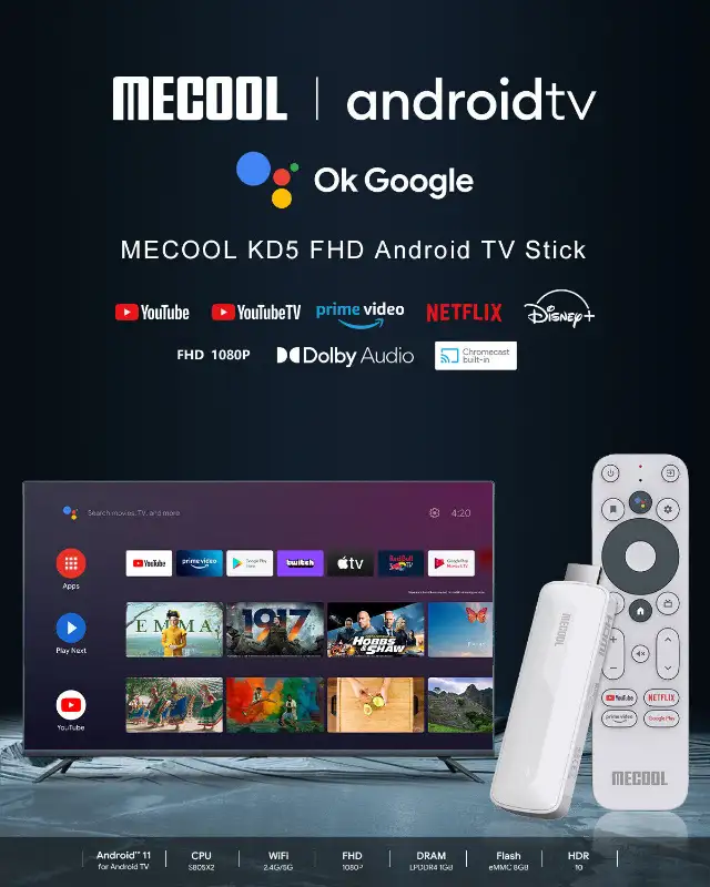 TV Android Smart TV Box MeCool KD5 Streamer in Video & TV Accessories in Trois-Rivières - Image 9