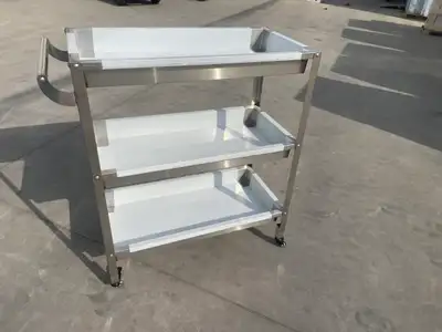 SS 3 TIER TROLLEY CART COMMERCIAL KITCHEN ROLLING SHELF 1218240, View more