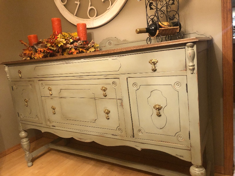 Solid Oak Shabby Chic Sideboard tablebuffet Hutches & Display