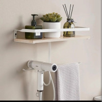 OLYSMTO Floating Shelves, Bathroom Shelf with Paper Towel Holder