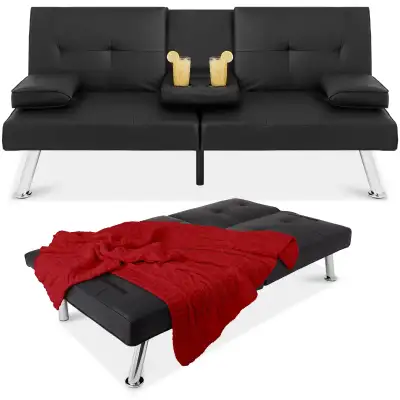 Faux Leather Upholstered Modern Convertible Futon... ID# 3528, View more
