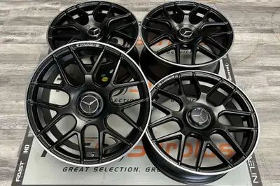 Replica M14 Matt Black Staggered Wheels Fits Mercedes Cars (C300, C43AMG) Wheel Size: 19x8.0J Front...