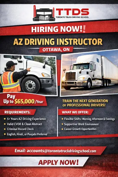 Hiring Experienced AZ Driving Instructor – Ottawa Campus, View more
