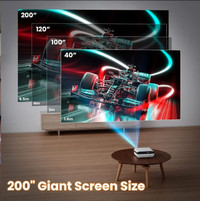 HAPPRUN Projector, Native 1080P Bluetooth Projector with 100''Sc