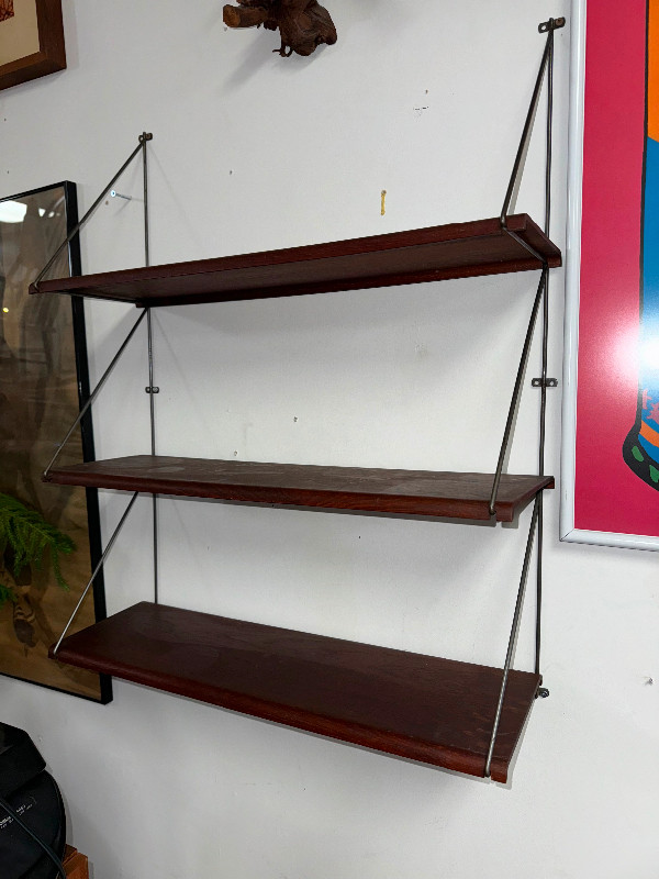 mid century modern Teak metal wall unit shelving bookcase in Arts & Collectibles in Hamilton - Image 3