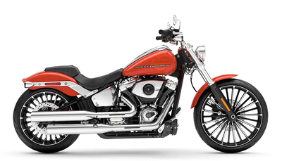 With 34 degrees of rake in the neck, a bobtail fender, and a 240mm rear tire, the 2026 Breakout feel...
