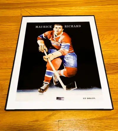 PHOTO 1: (approx. 13” x 10”) ~Montreal Canadiens #9 Maurice Richard Glass Framed Portrait w/Stats. F...