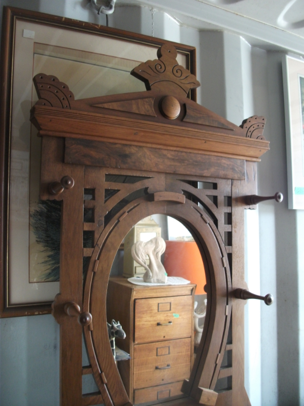 Antique Burl Walnut Hall Rack & Umbrella Stand in Arts & Collectibles in Belleville - Image 2
