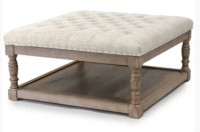 Absolute Furniture Square Beige Tufted Coffee Table