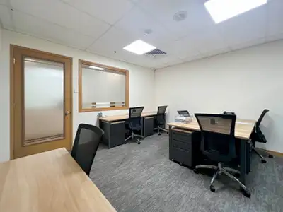 Flexible large office for rent designed to accommodate 40 people at Regus RBC. A fully serviced work...