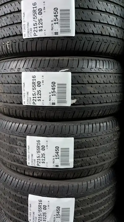 SET OF 4X FIRESTONE FT140 TAG # 15450 Size: 215/55R16 215/55R16 Excellent condition Pressure tested...