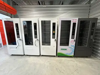 Type: 3 wide combo vending machines Condition: Excellent Selections: 30 selections Capacity: 90 Beve...