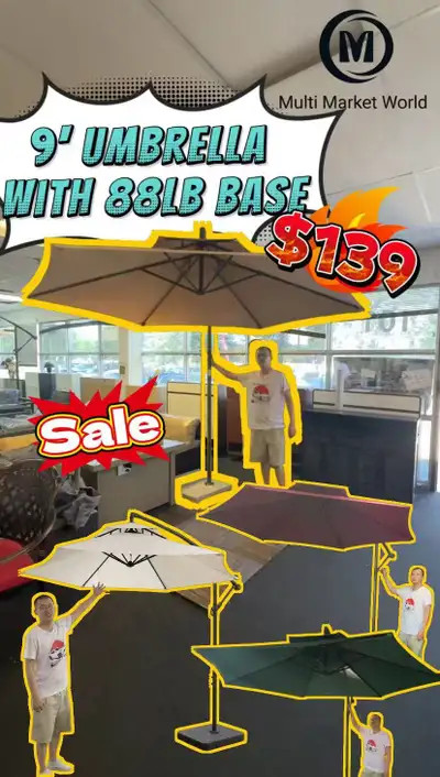 Brand New MMW Outdoor Patio Umbrella Dual-Vented $49 to $299, View more