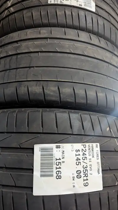 SET OF 3X HANKOOK VENTUS S1 EVO 2 TAG # 15168 Size: 245/35/19 245/35/19 Excellent condition Pressure...
