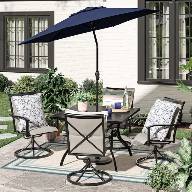 NEW 5 PCS PATIO OUTDOOR FURNITURE SWIVEL DINING SET 820824 in Patio & Garden Furniture in Regina - Image 2