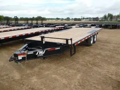 NEW 2025 SWS 20' Deck Over Wheel Trailer Tandem Axle Pull Out Ramps 2 x 7000 lb EZ Lube Axles w/ Ele...