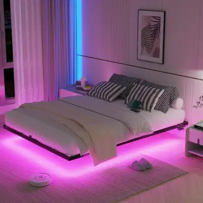 SANGMUCEN Floating Full Bed Frame with LED L... BNIB LOT# 4180, View more