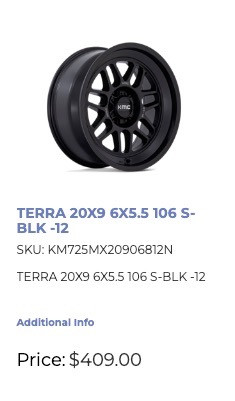 20x9 KMC Terra Rims 6x139.7 GM 1500 Ram in Tires & Rims in Saskatoon - Image 2