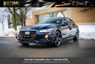 2021 Genesis G70 3.3T Sport AWD Finished in Blue over Black Leather with Red Contrast Stitching, thi...