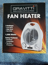 NEW 750-1500-Watt Compact Fan Heater + Adjustable Thermostat