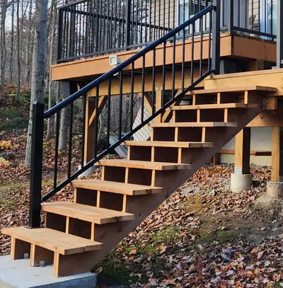 Pressure Treated Deck 8-Step Staircase with Aluminum Railing, View more
