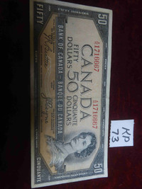 1954 $50 Bill - Devil's Face - 3 Digit Serial Number - Very Nice