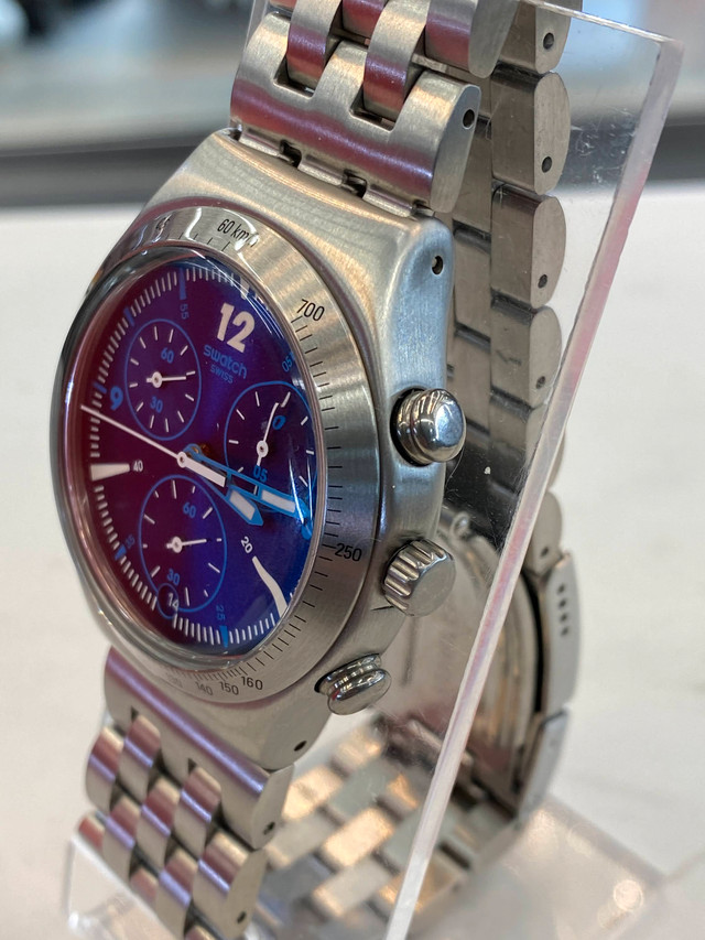 Swatch Irony Rhythmic Blue Stainless Steel Chronograph Watch in Jewellery & Watches in City of Toronto - Image 3