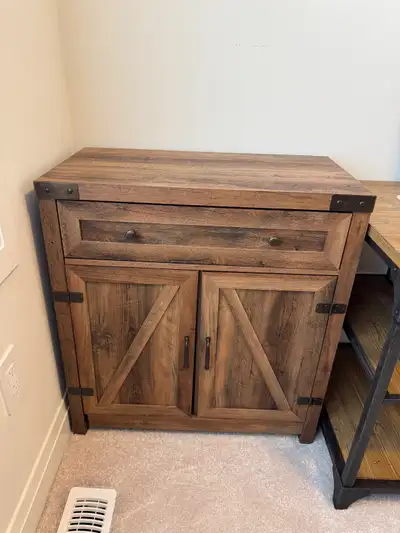 Rustic Oak Farmhouse Cabinet w/ Barn Doors & Drawer – $100 OBO –, View more
