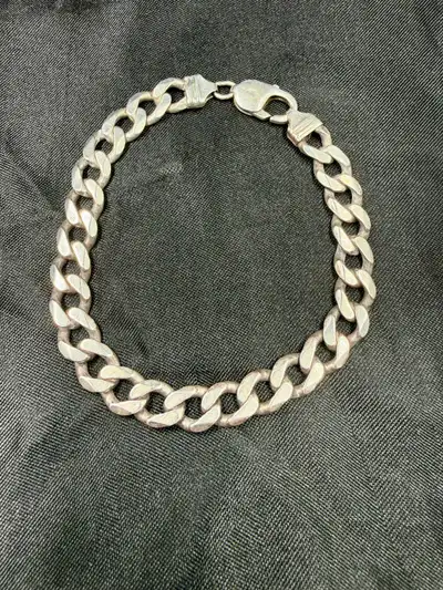 Men's Silver Curb Bracelet~9.5", View more