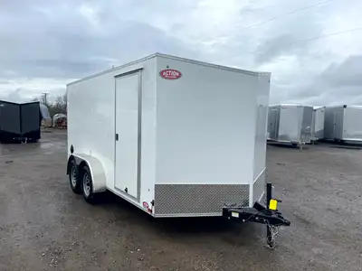 ACTION ECONO SERIES 7' X 14' TANDEM AXLE CARGO TRAILER WITH REAR RAMP DOOR! Experience practicality...