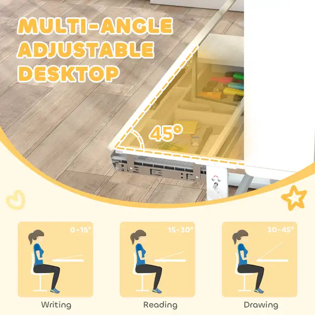 Kids Desk Height Adjustable with Tilted Desktop, Storage, Drawer in Toys & Games in City of Toronto - Image 5