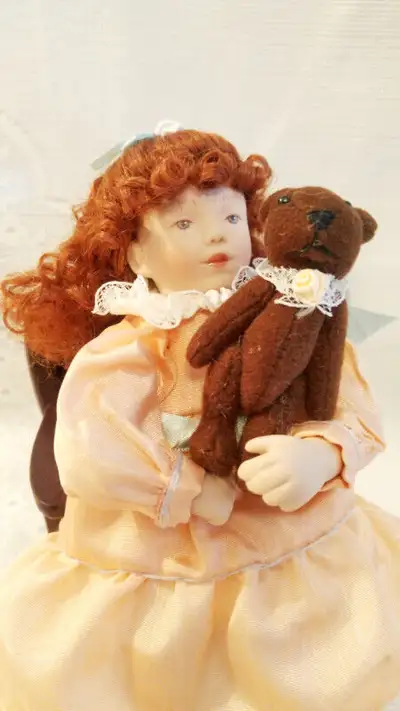 Vintage Boyds Yesterday's Child Doll with bear musical chair $65 Cutie Doll is 46 cm tall. Chair mea...