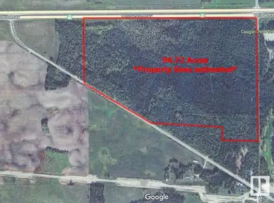 94+ Acres of beautifully treed land located directly west of Cougar Creek Golf Course on Highway 16...
