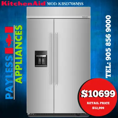 Kitchenaid Built-In Refrigerator KBSD708MSS 48" Side-by-Side Sta, View more